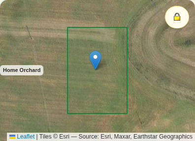 The orchard area with a pinned tree — every tree gets a spot.