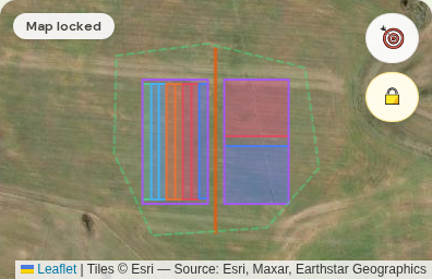 On the map, past strips run red (fresh) to green (rested) — the strip your animals are on right now shows in its own color so it's never lost in the rainbow.